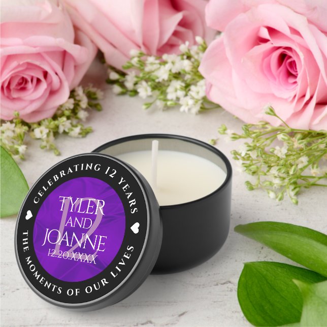 Elegant 12th Silk Wedding Anniversary Celebration Mini Candle Favors (Insitu (Wedding))