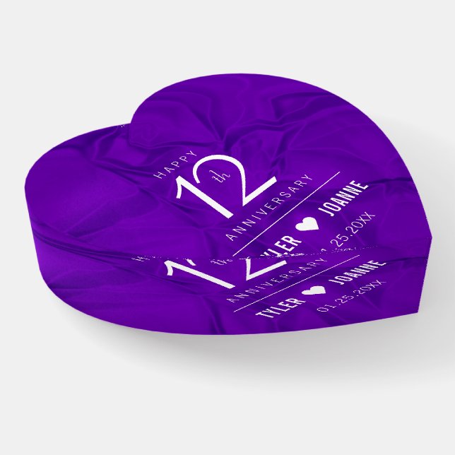 Elegant 12th Silk Wedding Anniversary Celebration Paperweight (Angled)