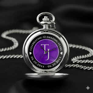 Elegant 12th Silk Wedding Anniversary Celebration Pocket Watch