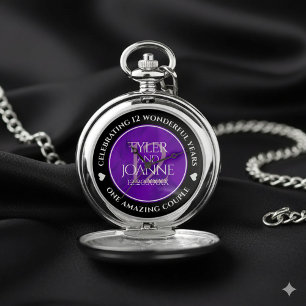 Elegant 12th Silk Wedding Anniversary Celebration Pocket Watch