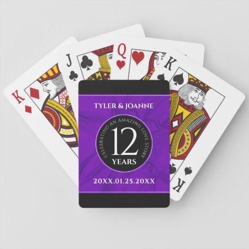 Elegant 12th Silk Wedding Anniversary Celebration Poker Cards