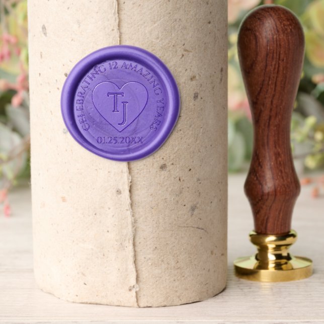 Elegant 12th Silk Wedding Anniversary Celebration Wax Seal Stamp (Insitu (Parchment))