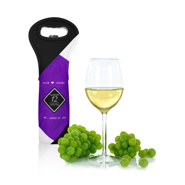 Elegant 12th Silk Wedding Anniversary Celebration Wine Bag (Creator Uploaded)