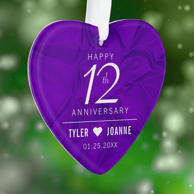 Elegant 12th Silk Wedding Anniversary Ornament (Elegant 12th Silk Wedding Anniversary Acrylic Ornament Cover Photo.)