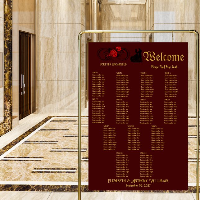 Elegant 13-Seat Wedding Seating Chart Foam Board (Creator Uploaded)