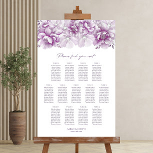 Elegant 13 Table Pink Floral Wedding Seating Chart