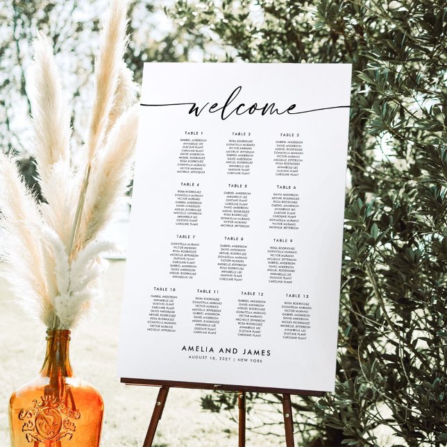 Elegant 13 Tables Welcome Seating Chart Foam Board (Creator Uploaded)