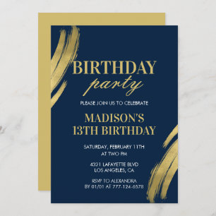 Elegant 13th birthday invitations Party Girl Navy