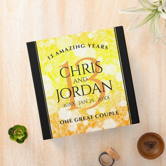 Elegant 13th Citrine Wedding Anniversary 3 Ring Binder (In Situ)