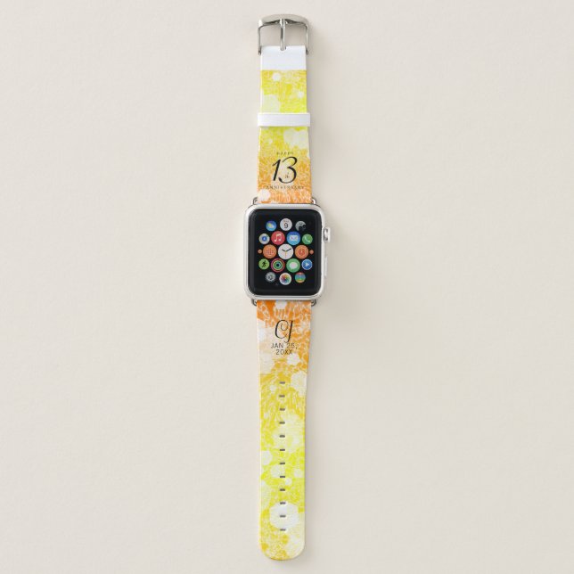 Elegant 13th Citrine Wedding Anniversary Apple Watch Band (Front)