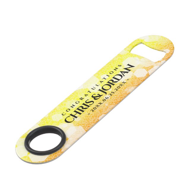 Elegant 13th Citrine Wedding Anniversary Bar Key (Front Angled)