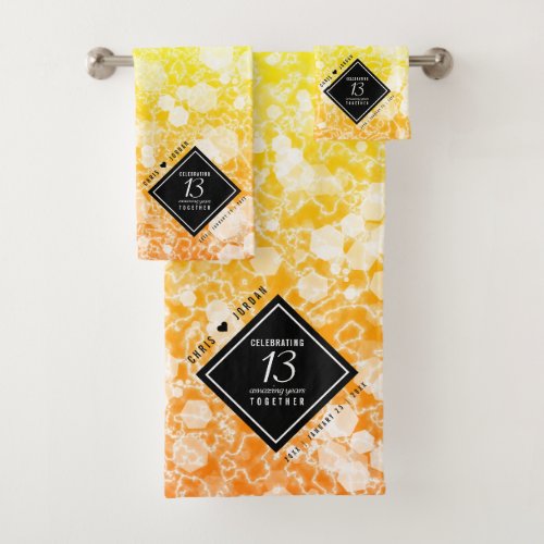 Elegant 13th Citrine Wedding Anniversary Bath Towel Set