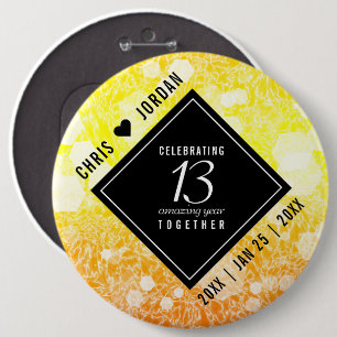 Elegant 13th Citrine Wedding Anniversary Button