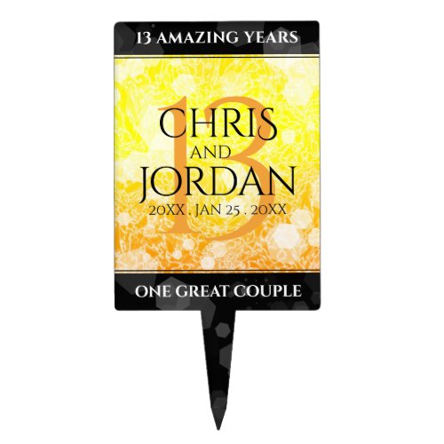 Elegant 13th Citrine Wedding Anniversary Cake Topper