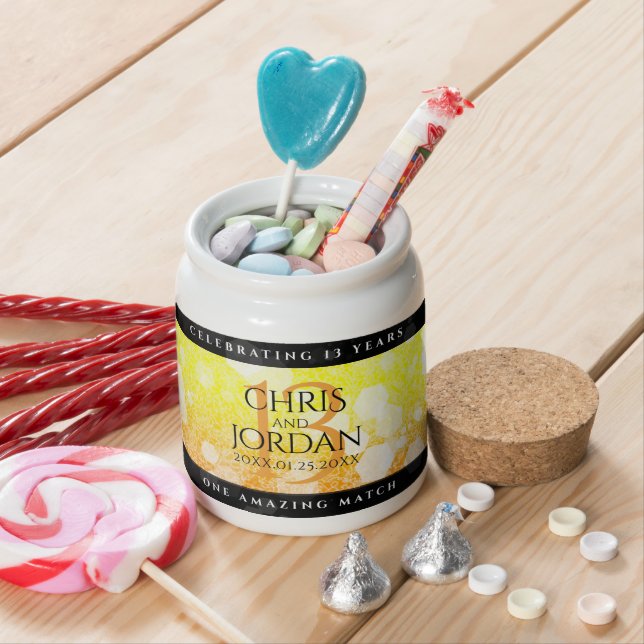 Elegant 13th Citrine Wedding Anniversary Candy Jar (In Situ)