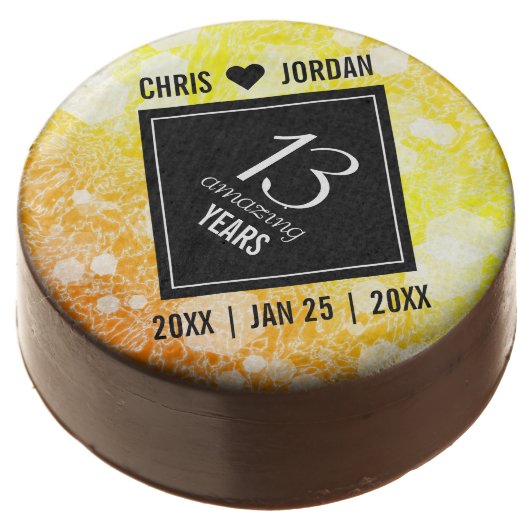 Elegant 13th Citrine Wedding Anniversary Chocolate Covered Oreo (Angled)