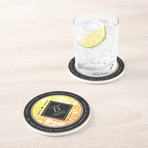 Elegant 13th Citrine Wedding Anniversary Coaster