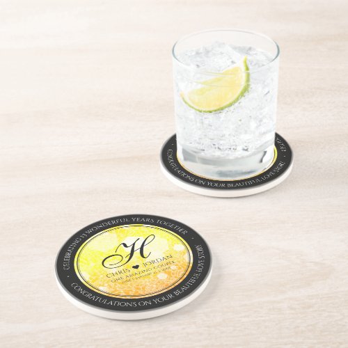 Elegant 13th Citrine Wedding Anniversary Coaster