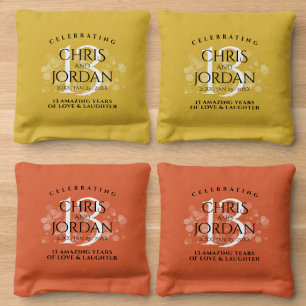 Elegant 13th Citrine Wedding Anniversary Cornhole Bags