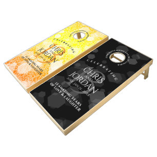 Elegant 13th Citrine Wedding Anniversary Cornhole Set