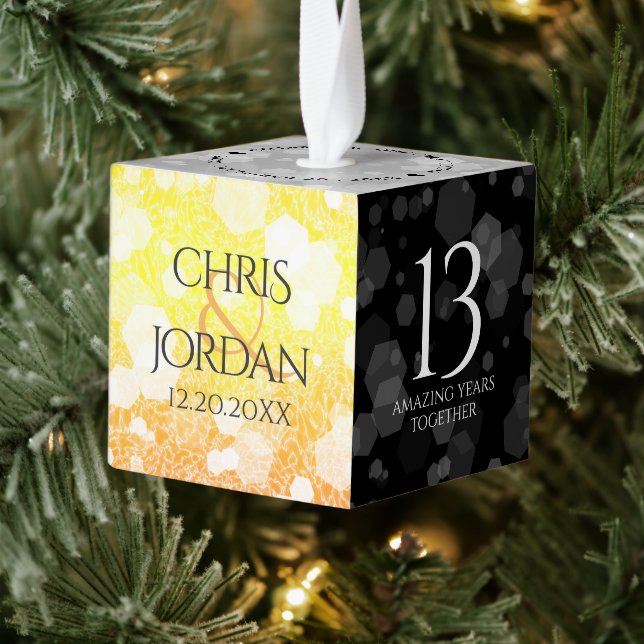 Elegant 13th Citrine Wedding Anniversary Cube Ornament (Tree)
