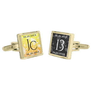 Elegant 13th Citrine Wedding Anniversary Cufflinks