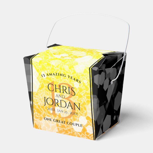 Elegant 13th Citrine Wedding Anniversary Favor Boxes (Front Side)