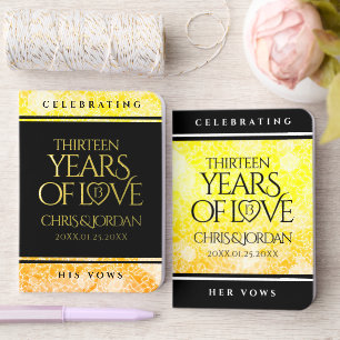 Elegant 13th Citrine Wedding Anniversary Foil Vow Books