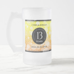 Elegant 13th Citrine Wedding Anniversary Frosted Glass Beer Mug