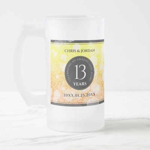 Elegant 13th Citrine Wedding Anniversary Frosted Glass Beer Mug