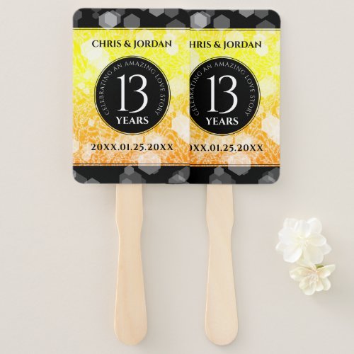 Elegant 13th Citrine Wedding Anniversary Hand Fan