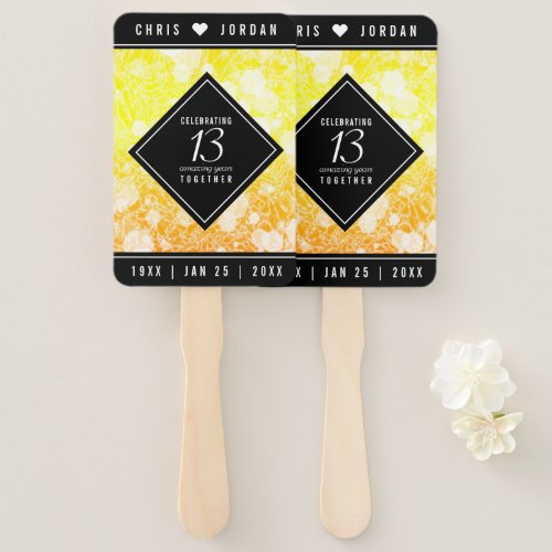 Elegant 13th Citrine Wedding Anniversary Hand Fan