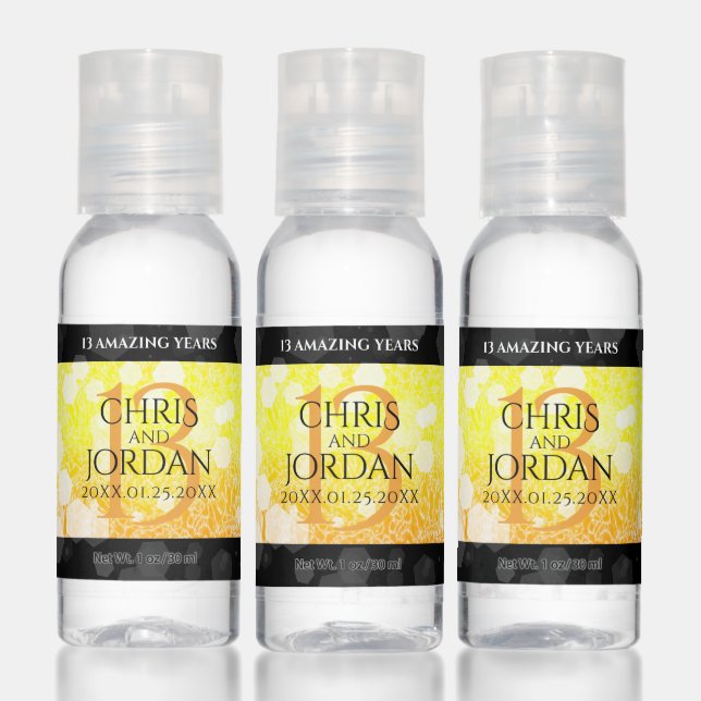 Elegant 13th Citrine Wedding Anniversary Hand Sanitizer (Set)