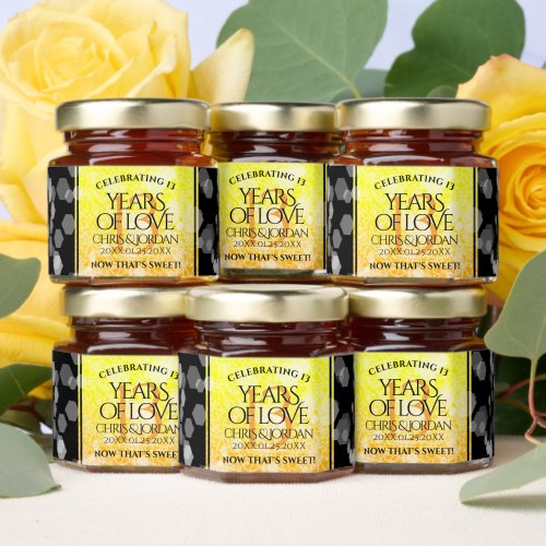 Elegant 13th Citrine Wedding Anniversary Honey Jar Favors