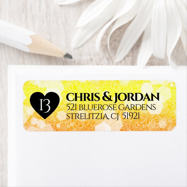 Elegant 13th Citrine Wedding Anniversary Label (Insitu)