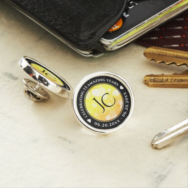 Elegant 13th Citrine Wedding Anniversary Lapel Pin (In Situ)