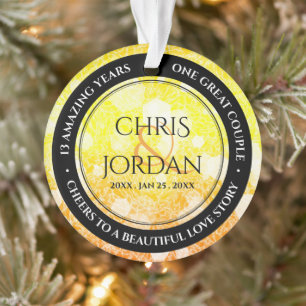 Elegant 13th Citrine Wedding Anniversary Ornament