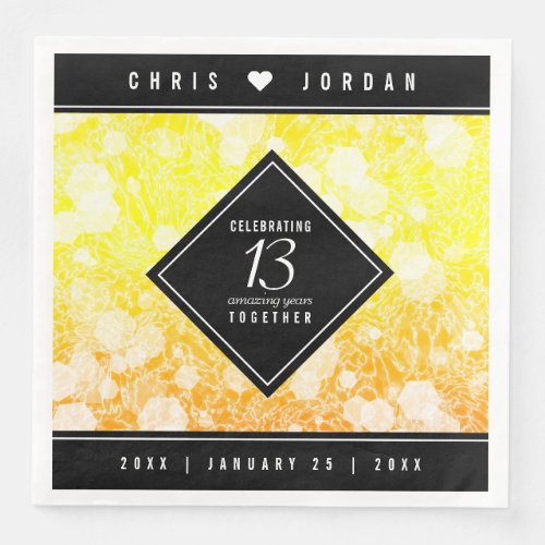 Elegant 13th Citrine Wedding Anniversary Paper Dinner Napkins