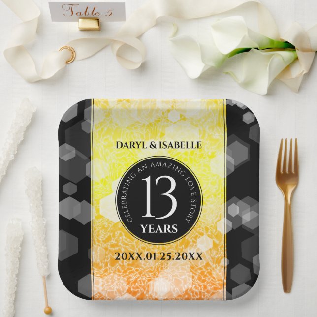 Elegant 13th Citrine Wedding Anniversary Paper Plates (Wedding)