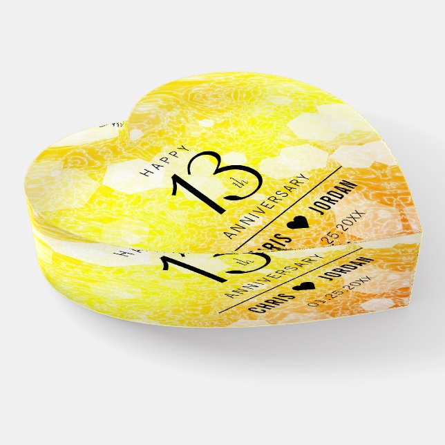 Elegant 13th Citrine Wedding Anniversary Paperweight (Angled)