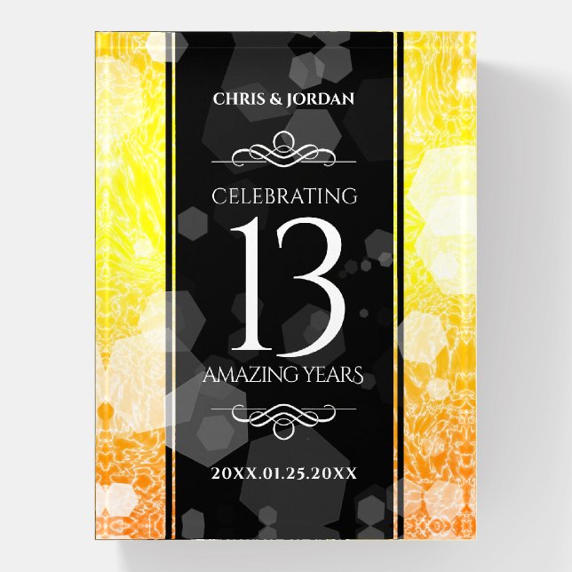 Elegant 13th Citrine Wedding Anniversary Paperweight (Vertical)