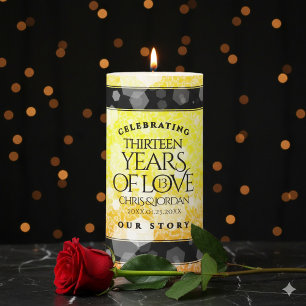 Elegant 13th Citrine Wedding Anniversary Pillar Candle