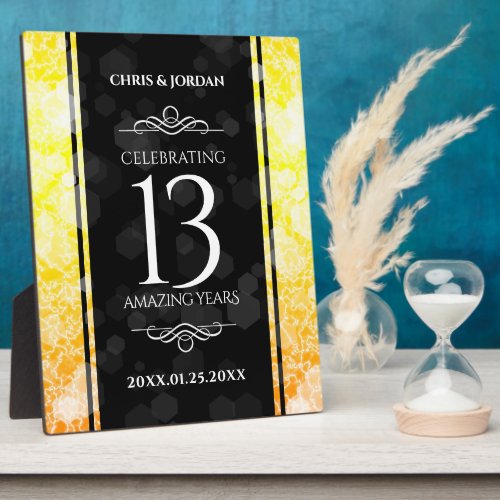 Elegant 13th Citrine Wedding Anniversary Plaque