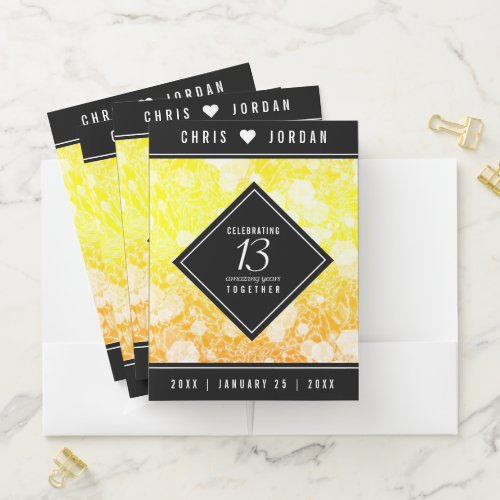 Elegant 13th Citrine Wedding Anniversary Pocket Folder