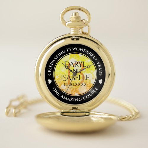 Elegant 13th Citrine Wedding Anniversary Pocket Watch