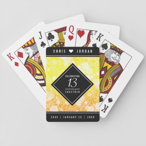 Elegant 13th Citrine Wedding Anniversary Poker Cards