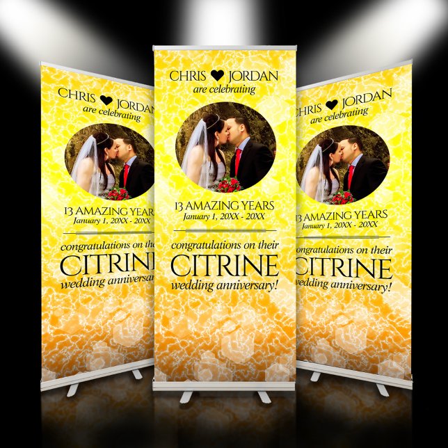 Elegant 13th Citrine Wedding Anniversary Retractable Banner (13th Citrine Wedding Anniversary Retractable Banner Cover Photo.)
