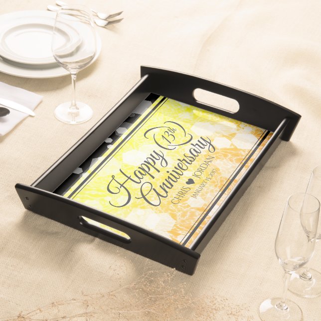 Elegant 13th Citrine Wedding Anniversary Serving Tray (Front)