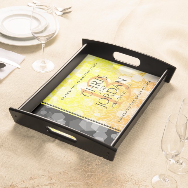 Elegant 13th Citrine Wedding Anniversary Serving Tray (Front)