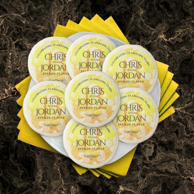 Elegant 13th Citrine Wedding Anniversary Sugar Cookie (Creator Uploaded)